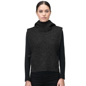 NWT Nobis hooded sweater pull over waffle knit Alpaca ribbon bow side ties shawl